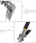 Close-up of Manual Metal Bender Tool With Straight Jaw Hand Seamer For Duct Crimping, showing anti-slip jaws and handle design.