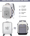 40L Travel Backpack For Women With 3 Packing Cubes Waterproof Carry On Bag TSA Approved For Airplanes Fits 17 Inch Laptop with features diagram