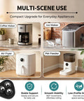 Say Adios To Heavy Lifting With These Hassle Free Self Adhesive Appliance Sliders featuring coffee maker, ice maker, air fryer, and pet feeder.