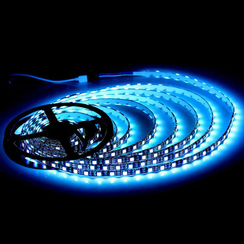 Illuminated blue Waterproof 16.4ft RGB LED Strip Lights 5050 Color Changing Rope Lights for Bedroom Decor and Holiday Parties