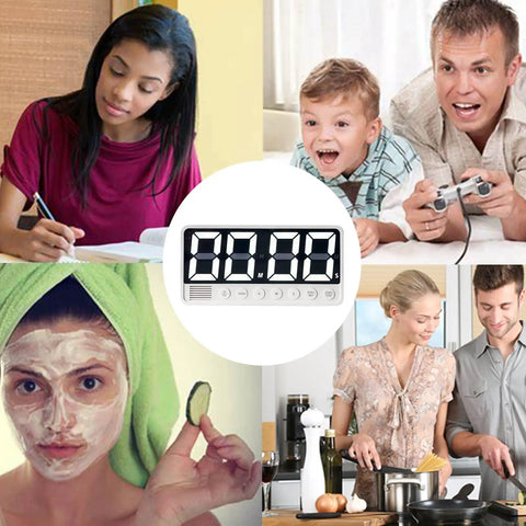 People using the 7.1 Inch Digital Kitchen Timer With Extra Large LED Display, Magnetic Back, Rechargeable Countdown And Count Up Timer.