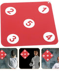 Sturdy Indoor Hanging Fencing Practice Target With Dope Double Sided Rubber Surface Space Saving Wall Mount Design shown hanging.