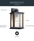 Outdoor Wall Light Sconce With Black Finish And Clear Ribbed Glass, 1 Light Exterior Fixture For Entryways Patios And Porches, Traditional Rustic Style, Measures 12.75 Inches High By 7.5 Inches Wide, 100W Max