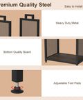 Built Tough Indoor Firewood Rack With Leather Carrier 17.32 Inch Metal Wood Storage Stand features adjustable foot pads and sturdy metal