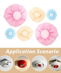 Universal Fire Alarm Covers 96 Pack Elastic Smoke Detector Caps in assorted colors for protecting alarms from dust and paint.