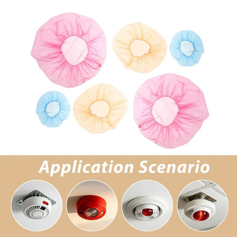 Universal Fire Alarm Covers 96 Pack Elastic Smoke Detector Caps in assorted colors for protecting alarms from dust and paint.
