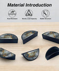 Five Two Pack Dope Grey Gold Fluid Art Cabinet Pulls With Black Semicircle Drawer Handles on wooden surface