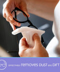 Person using SmudgeGuard Lens Wipes Kit With 400 Pre Moistened Individually Wrapped Wipes For Eyeglasses