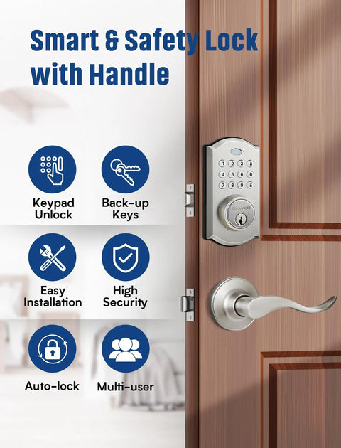 Smooth Touch Digital Keyless Entry Door Lock With Rugged Dual Lever Handles And Automatic Front Deadbolt Built To Last For No Fuss Home Security Quick Install