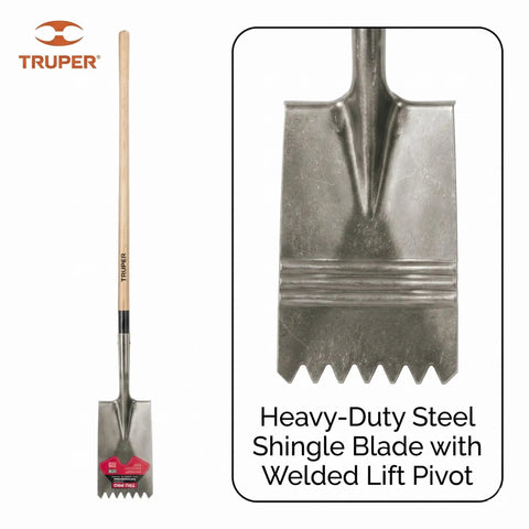 Heavy Duty Roofer Axe With 48 Inch Solid Ash Handle, Premium Shingle Remover And Nail Pulling Tool For Tear Offs, Heat Treated Steel Blade Slides Under Asphalt Clean