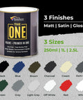 All In One Paint And Primer Black Matte 8.5 Fl Oz Sample One Coat Formula For Indoor And Outdoor Decorating On Walls Floors Cabinets Furniture And More Water Based Low VOC can with color options