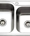 Stainless Steel Kitchen Sink 33 Inch Topmount 60 40 Double Bowl With Strainers and Grids Durable and Versatile for Home and Apartment