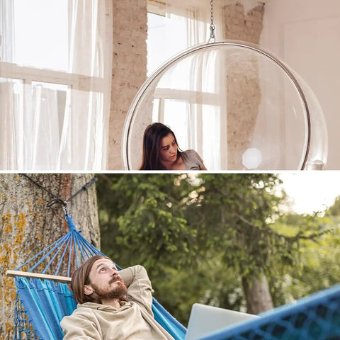 Beefy 1000Lb Swivel Hook For Hanging Chairs And Hammocks, 360 Degree Snap Action used indoors with clear hanging chair