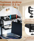 Two-Tier Clamp-On Desk Shelf And Organizer For Under Desk Storage With Hooks And High Load-Bearing Capacity, gaming setup