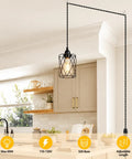 Sleek 15 Foot Plug In Pendant Light With Dimmable Black Metal Shade And Twisted Cord Zero Hassle Hook Up Industrial Ceiling Fixture hanging in a kitchen.