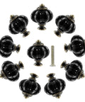 Pumpkin Ceramic Cabinet Knobs Set For Black Vintage Drawer Pulls With Mounting Screws 10 Pc Dresser Hardware