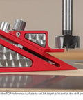 Knockout Adjustable Setup Block For The Weekend Warrior Dial In Router Bits And Saw Blades With Dead On Accuracy And Quick Grip Ergonomic Handles, used for precise bit depth adjustment.
