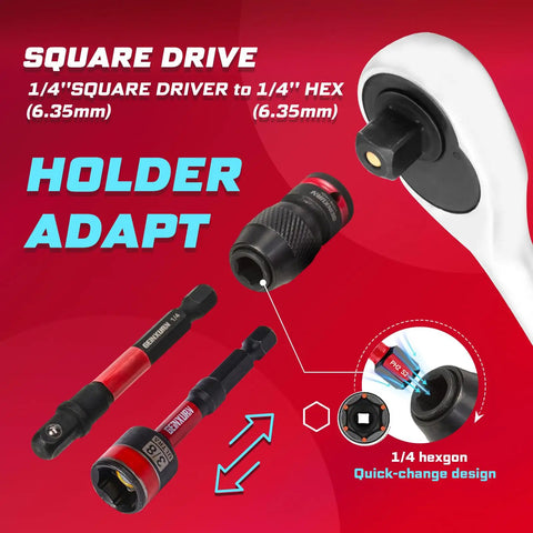Adapter and holder from 98 Piece Impact Screwdriver Bit Set With Magnetic S2 Steel Bits 1in And 2in