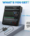 12-Channel Studio Mixer With USB Interface, Bluetooth, 99 DSP Effects, MP3 Playback, And XLR Inputs For Podcasting, accessories included