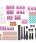 Pro Grade 123 Piece TIG Welding Torch Kit With Gas Lens, Ceramic Nozzles, Glass Cups And Copper Collets For WP17 WP18 WP26