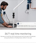 Person installing Smart Sump Pump Monitor With WiFi Alerts For Basement Water Alarm Sensor Real Time 24 7 Monitoring