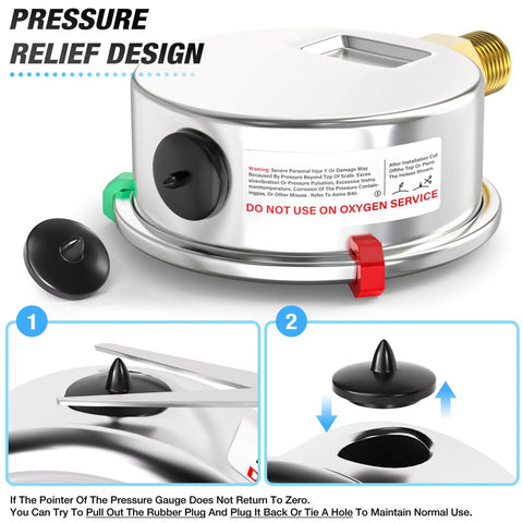 Back view of Stainless Steel Silicone Oil Filled Pressure Gauge 0-300 Psi 1/4 NPT 2.5 Inch Dial showing pressure relief design