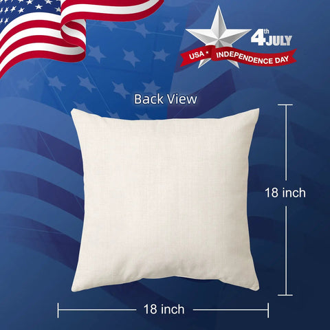 Back view of Patriotic 18x18 Inch Throw Pillow Covers Set Of 4 For Fourth Of July Independence Day American Flag Stars And Stripes Cushion Covers