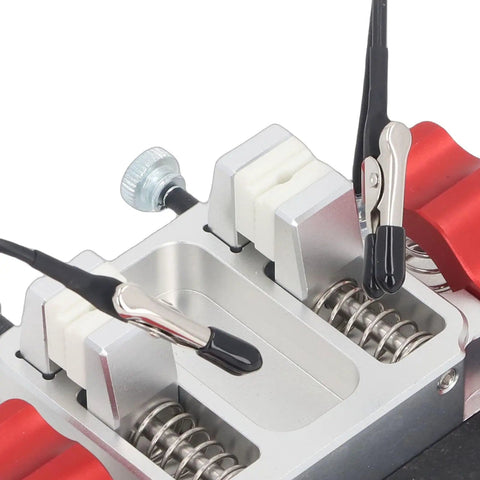 Helping Hands Soldering Station with Double Clamp Design and 12mm Opening, Heavy Duty Aluminum Alloy Base, Ceramic Clamp for PCB Wiring