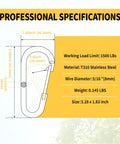 RiaYer 2-pack 5/16 in marine-grade 316 stainless steel carabiners; WLL 1500 lbs, 8 mm wire dia, front view