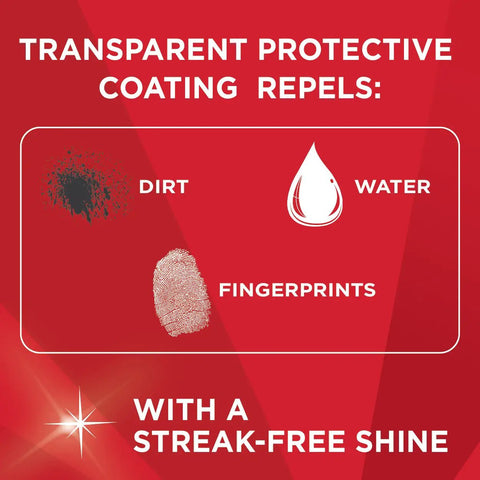 Image showing transparent protective coating repelling dirt, water, and fingerprints for a streak-free shine.