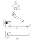 Diagram of Tub Spout With Dope Swivel Design And Brushed Nickel Finish Solid Brass Construction Single Hole Wall Mount