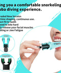 Person using Moldable Scuba Diving Mouthpiece For Snorkel And Regulator Replacement TPE Custom Bite Aqua Mouthpiece.