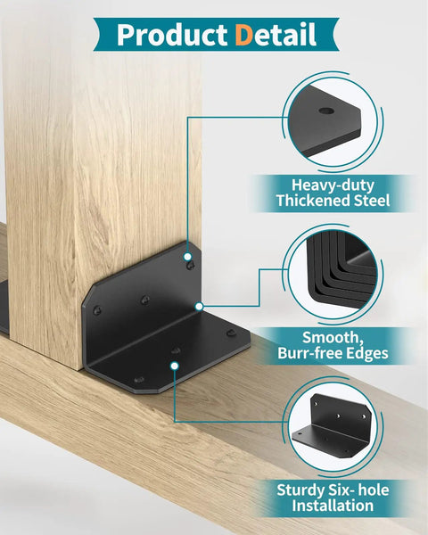 Built To Last Heavy Duty 4 Inch L Bracket Corner Brace 90 Degree Angle Iron Supports For Wood Shelves Black Powder Coat