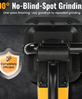 Heavy Duty Four Head Concrete Floor Grinder With Extendable Rod And Diamond Grinding Discs For Flawless Wall To Wall Finishes That Rip Through Tough Concrete Floors close-up of grinding head with 90° design for no-blind-spot grinding