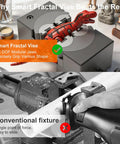 Heavy Duty Mini Bench Vise With Self Adjusting Fractal Jaw holding a toy dinosaur, showcasing versatility for irregular shapes.