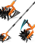 2 In 1 Garden Cultivator And Weeder With Upgraded Triangle Hoe And Adjustable Long Handle showcasing blade wheels and hoe