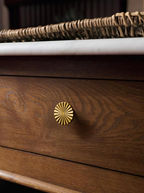 Antique Brass Cabinet Knobs 10 Pack Vintage Flat Drawer Pulls For Kitchen Cupboard Bathroom Dresser Zinc Alloy Installed on Drawer