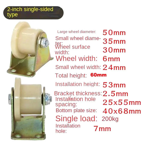 Heavy Duty V Groove Wheel Sliding Gate Casters Built Tough For A Smooth Roll On Any Track featuring a 2-inch steel roller with detailed dimensions.