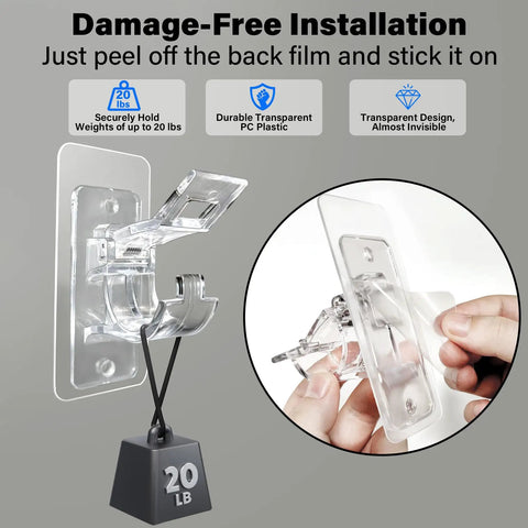 No Sweat Setup Self Adhesive Curtain Rod Holders 6 Pack No Drill Stick On Window Brackets Heavy Duty Nano Gel Transparent Rod Mounts For Dorms Homes And Total Room Glow Ups