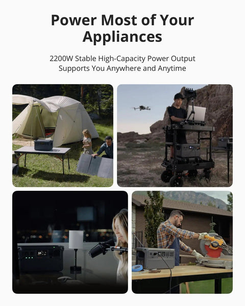 Ultra Quiet 1024Wh LiFePO4 Portable Power Station That Delivers 2200W Continuous Power And 2600W Peak 140W USB C 23Db