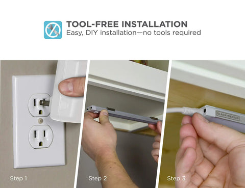 Ultra Slim Linkable LED Under Cabinet Lights With Motion Sensor Dimmable 10 Level Brightness Cool White 4000K Tool Free Install 9 Inch