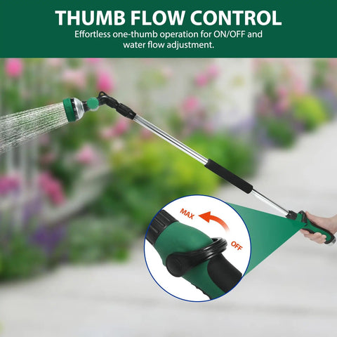 Telescoping Watering Wand For Garden Hose 36 To 54 Inch Adjustable Reach 10 Spray Patterns Heavy Duty Nozzle With Thumb Control