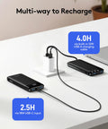 Rugged Portable Power Bank Delivering 22.5W Fast Charging Through Four Built In Cables For Plug And Play Convenience Ideal For Weekend Warriors Seeking A Reliable Quick Charge Fix On The Road Always connected to a charger.