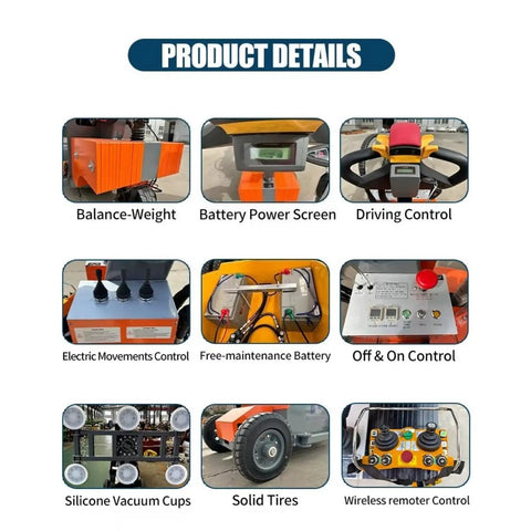 Product details of Heavy Duty Mobile Glass Vacuum Lifter With Strong Grip Suction Cups And Wireless Remote for construction