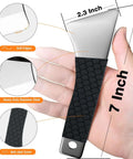 Upgraded Stainless Steel 3D Printer Removal Spatula with Comfortable Grip, showing 7 inch length and 2.3 inch mirror-polished blade.