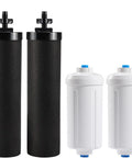 Fluoride Water Filter Replacement For Gravity Filtration Systems PF2 Style with two black and two white filters visible