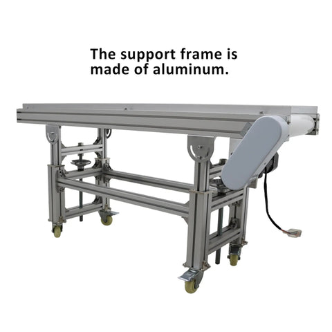 Beefy PU Belt Conveyor With Aluminum Frame showcasing adjustable height and sturdy construction for granular materials.