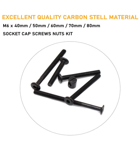 Crib Screws Kit M6 1.0 Black Hex Socket Cap Bolts 40mm 50mm 60mm 70mm 80mm Plus 10mm Barrel Nuts For Bed Frame And Bunk Bed Easy Install Hardware Set Durable And Heavy Duty shown in a group
