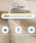 200G solution-dyed fabric features for 10 Foot Offset Cantilever Patio Umbrella With Sandbag Base Included Up To 80 Lbs For Backyard Garden And Pool Beige Value Packed Upgraded Thickened Fabric Easy Tilt And Crank Safe To Close When Not In Use.