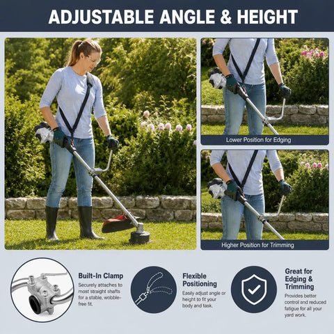 Adjustable Trimmer Support Handle Kit With Dope Grip For Easier Control Height Adjustable Clamp Extended Auxiliary Handle For Upright Trimming And Edging On B410S String Trimmers, alloy clamp